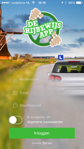 rijbewijsapp screenshot iphone loginscherm
